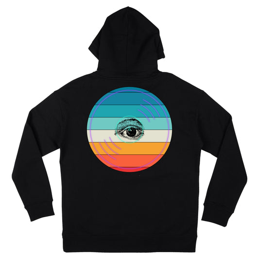 Black Heavy Cotton Psychedelic Hoodie - Class House Retro Clothing